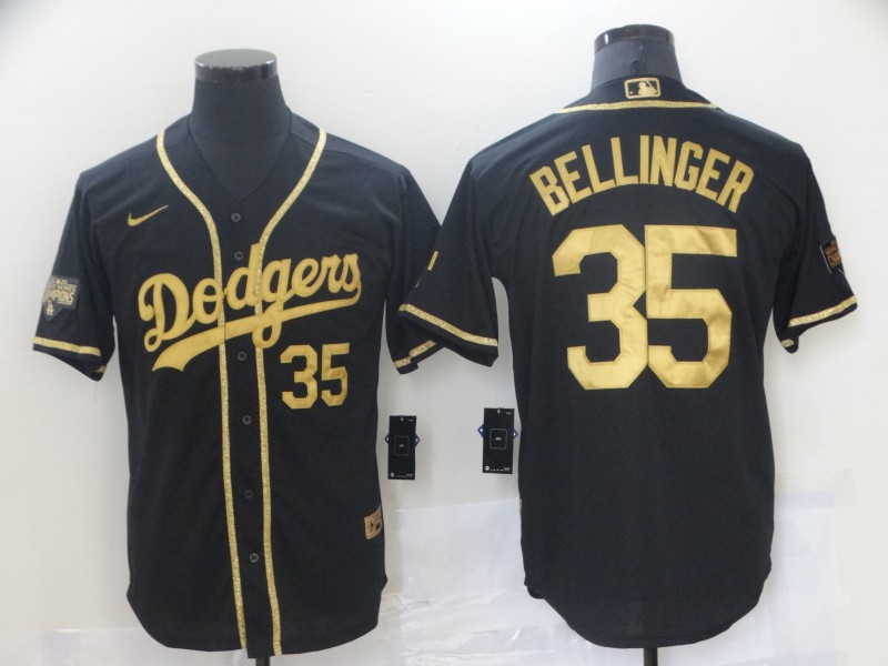Men Los Angeles Dodgers 35 Bellinger Black Game 2021 Nike MLB Jersey